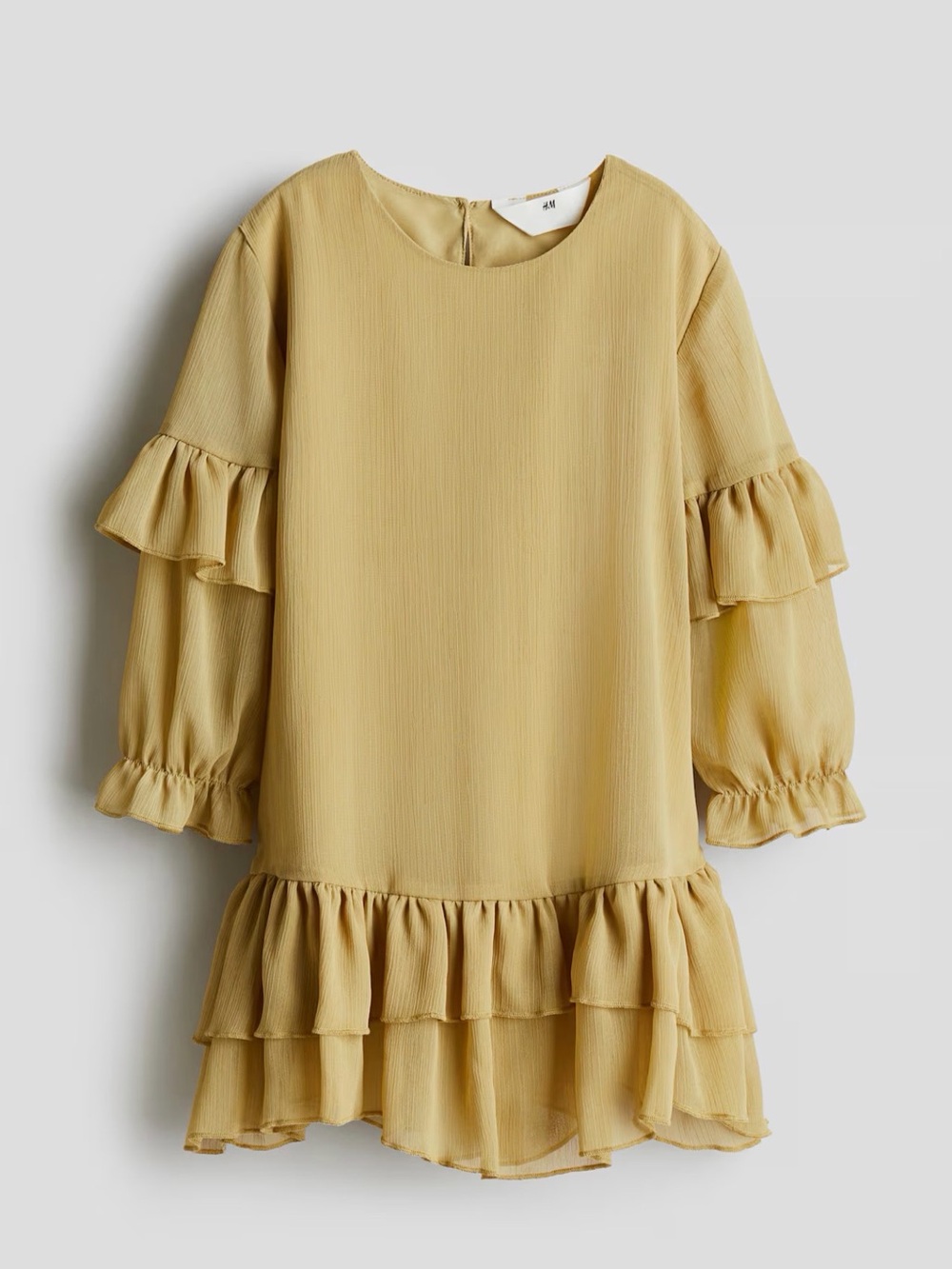 Toddler H&M Girls' Dusty Yellow Flounced Chiffon Dress